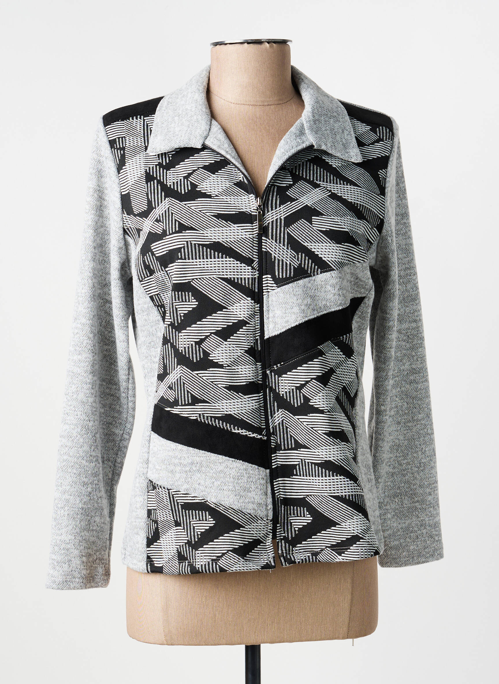 Veste casual col chemisier gris NAYAT femme