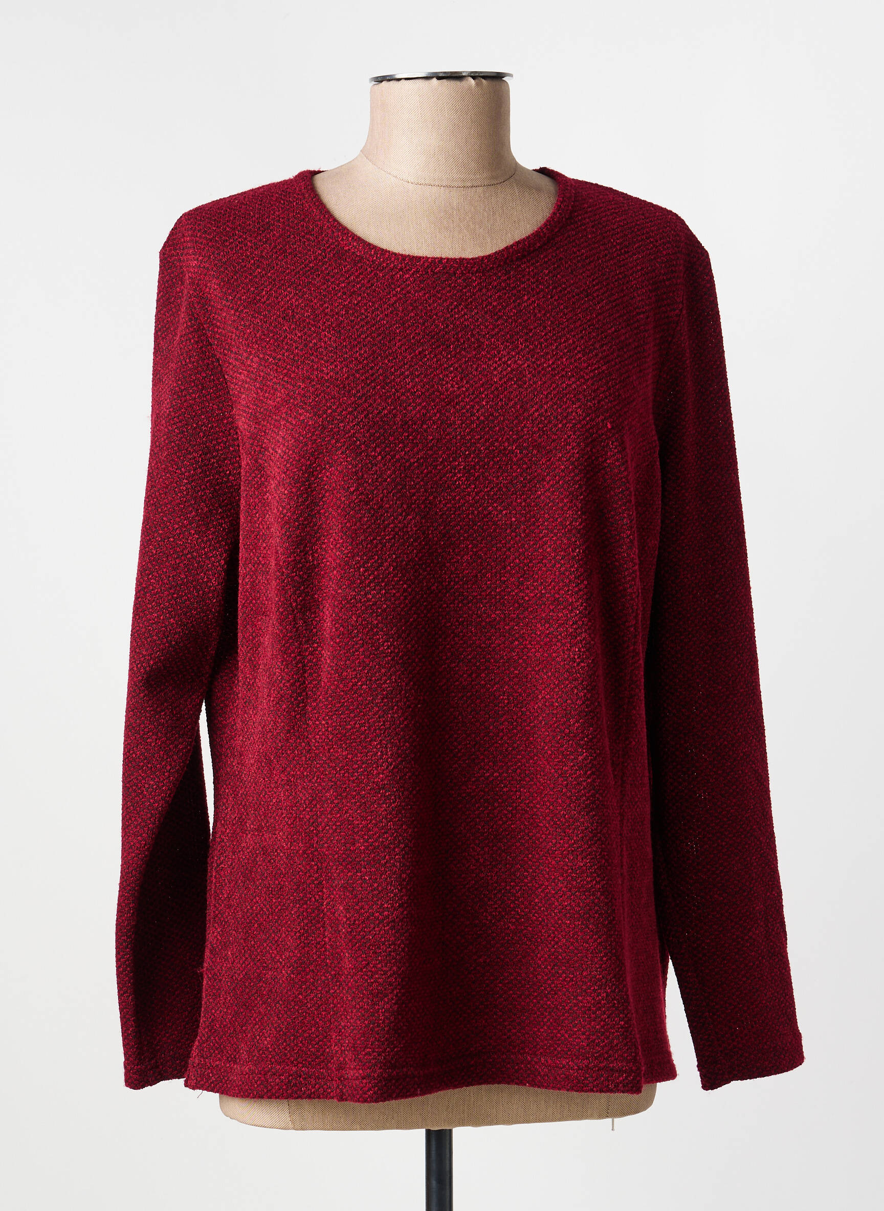 Pull coupe droite manches longues rouge FRANCE RIVOIRE femme
