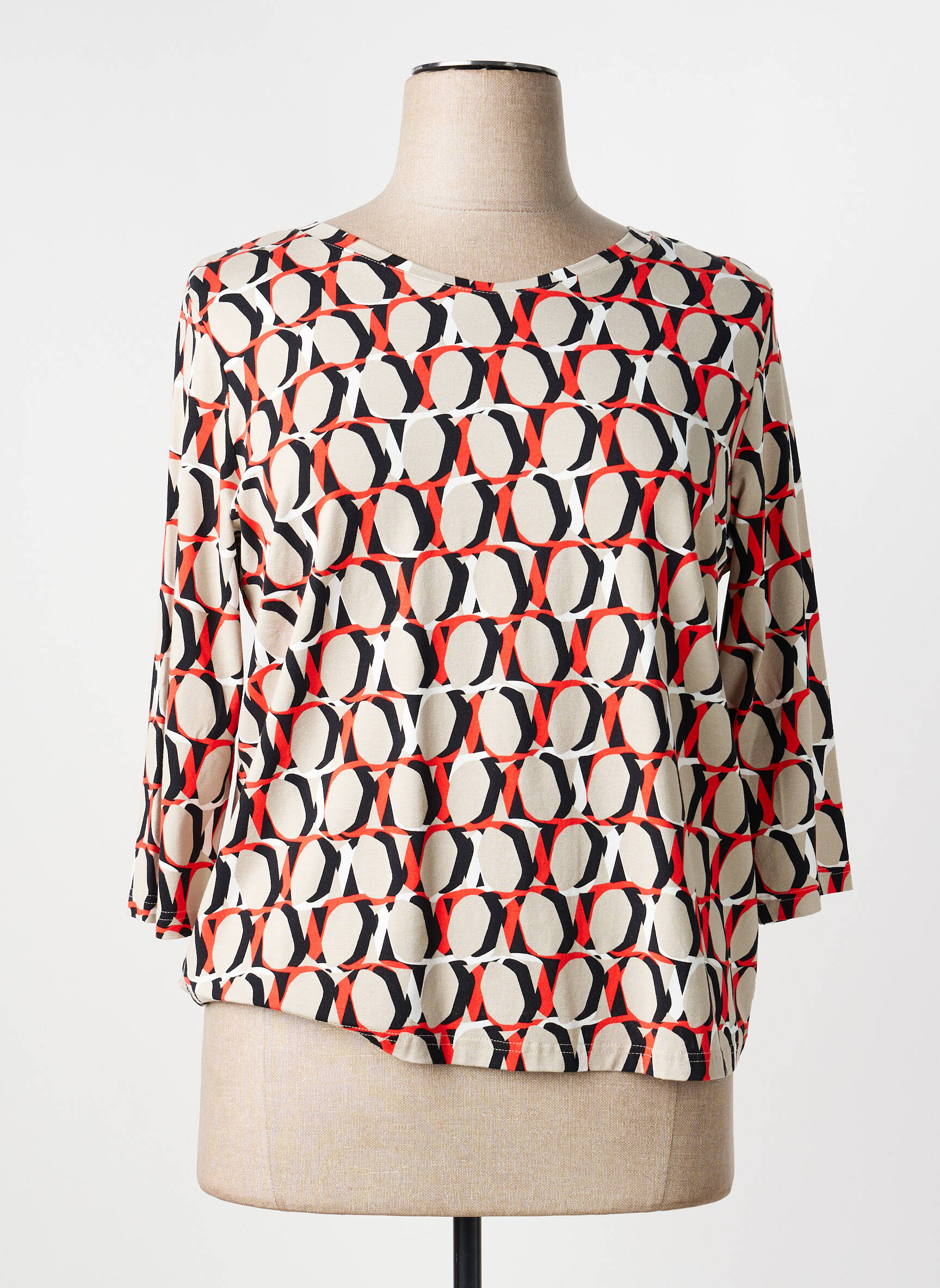Top stretch manches longues beige FRANK WALDER femme