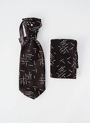 Cravate tissage satiné marron GUY LAURENT homme