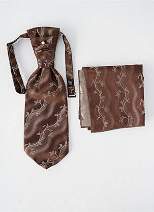 Cravate tissage satiné marron GUY LAURENT homme