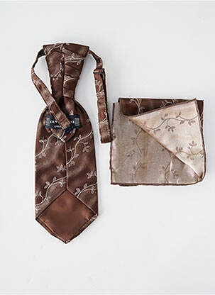 Cravate tissage satiné marron GUY LAURENT homme
