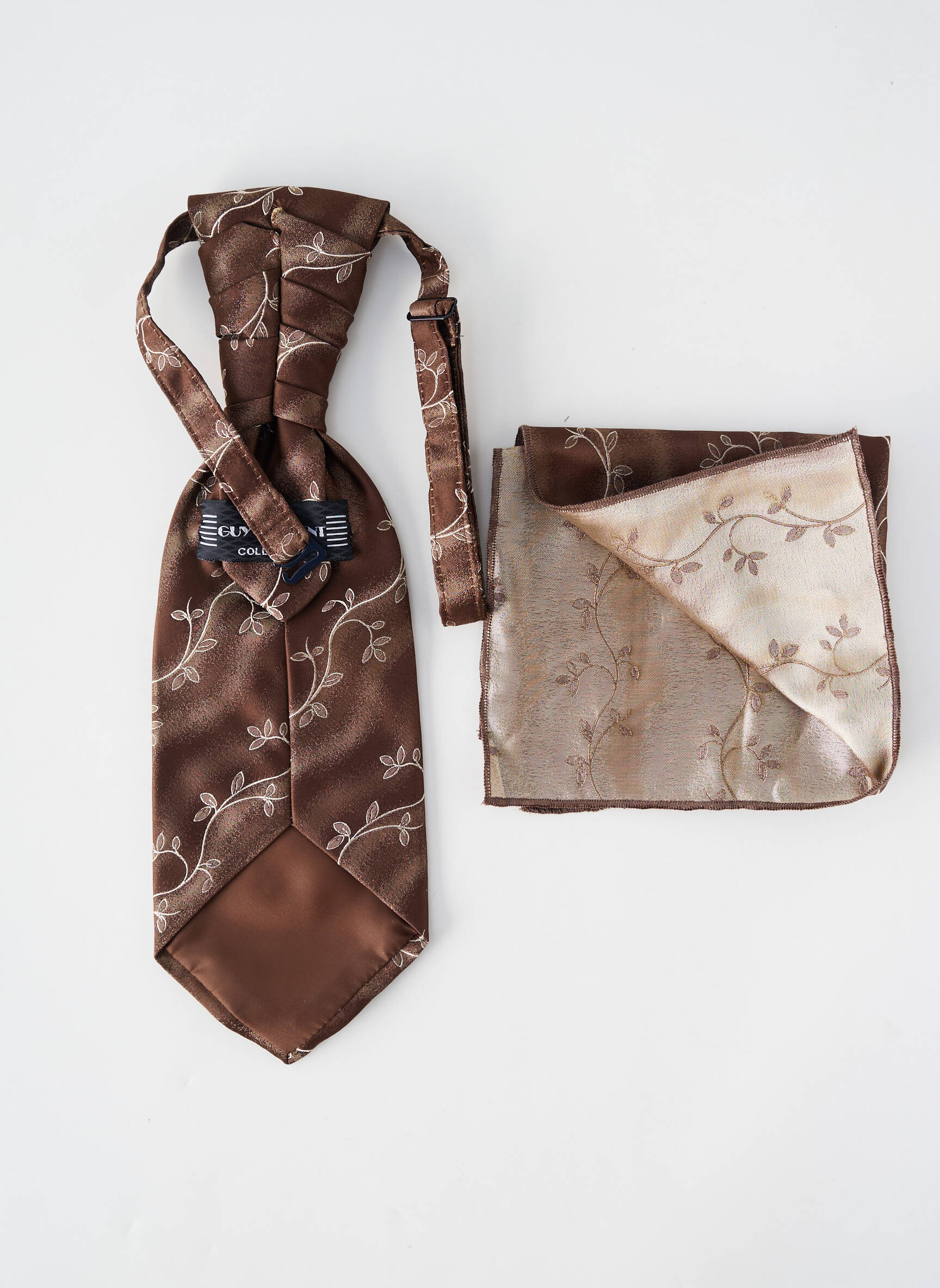 Cravate tissage satiné marron GUY LAURENT homme