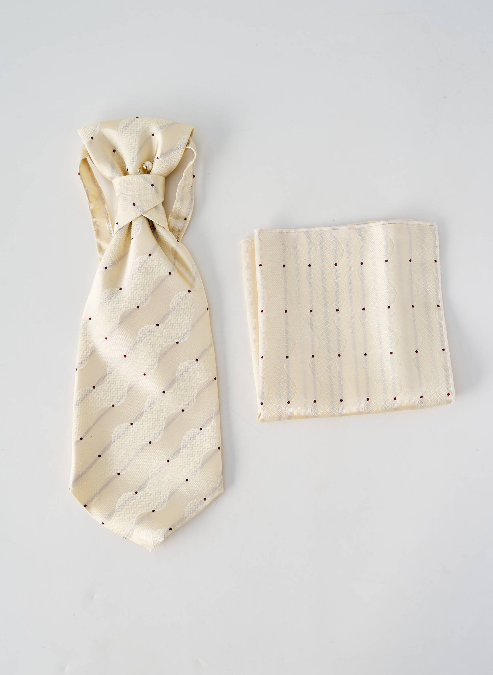 Cravate tissage satiné beige VIRTUOSE homme