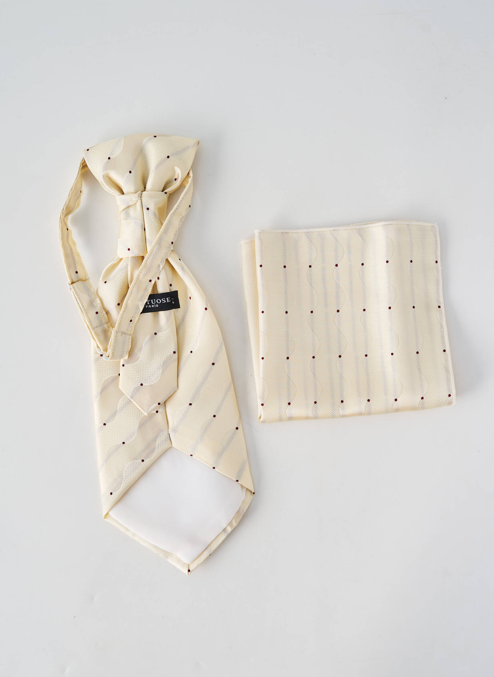 Cravate tissage satiné beige VIRTUOSE homme