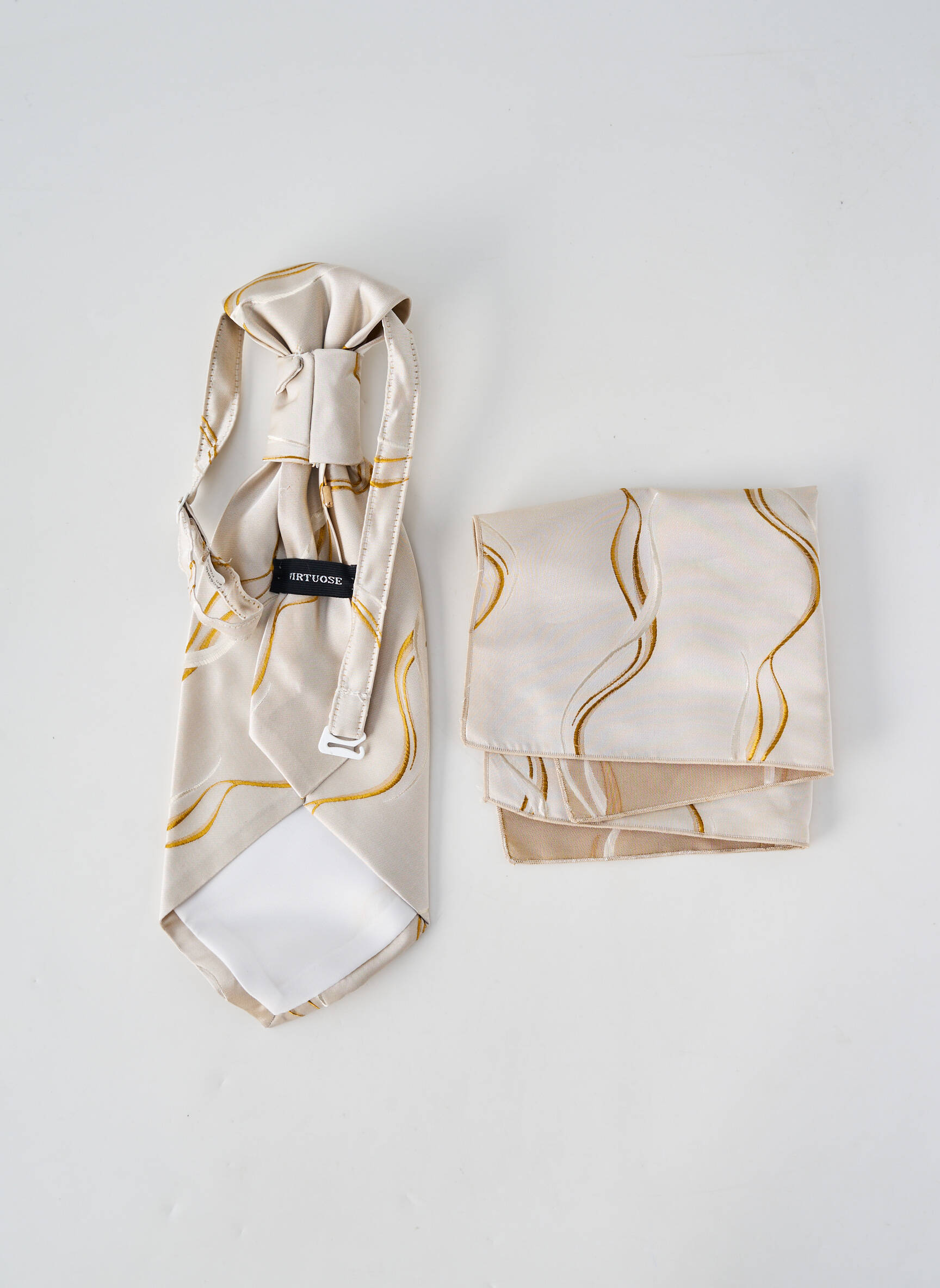 Cravate tissage satiné beige VIRTUOSE homme