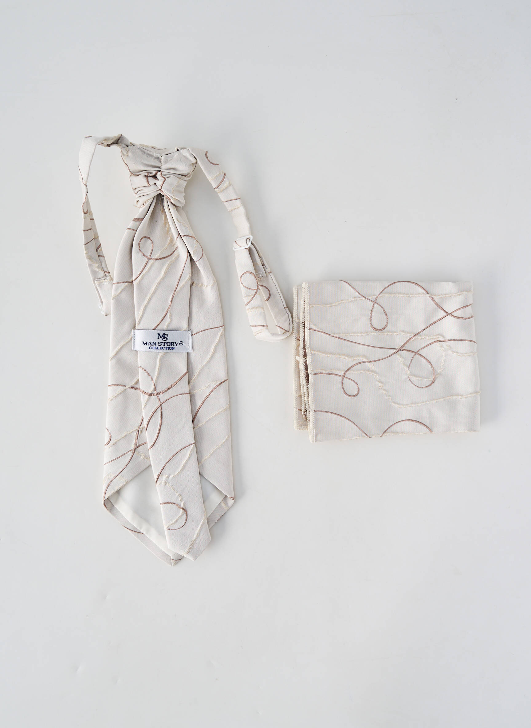 Cravate tissage satiné beige MAN STORY homme