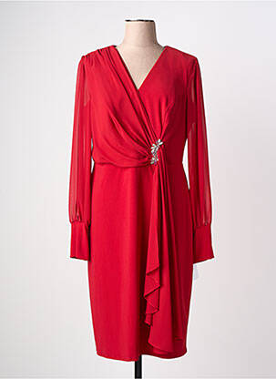 Robe mi-longue manches longues manches longues rouge FASHION NEW YORK femme
