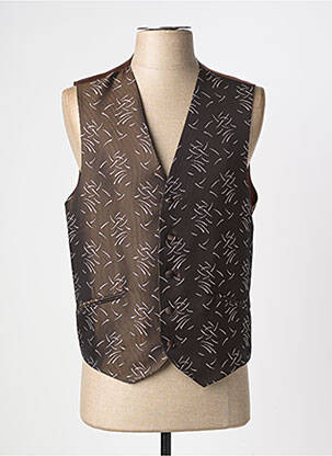 Gilet sans manche effet matière satinée marron GUY LAURENT homme