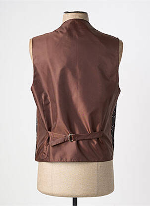 Gilet sans manche effet matière satinée marron GUY LAURENT homme