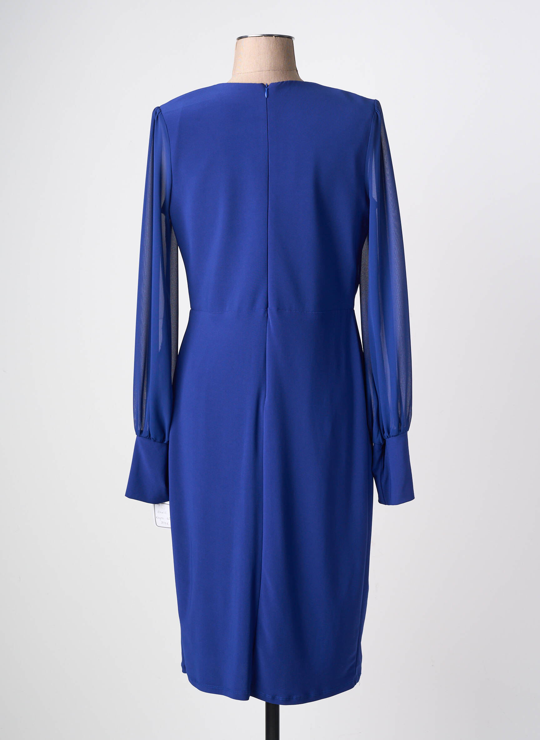 Robe mi-longue manches longues manches longues bleu FASHION NEW YORK femme