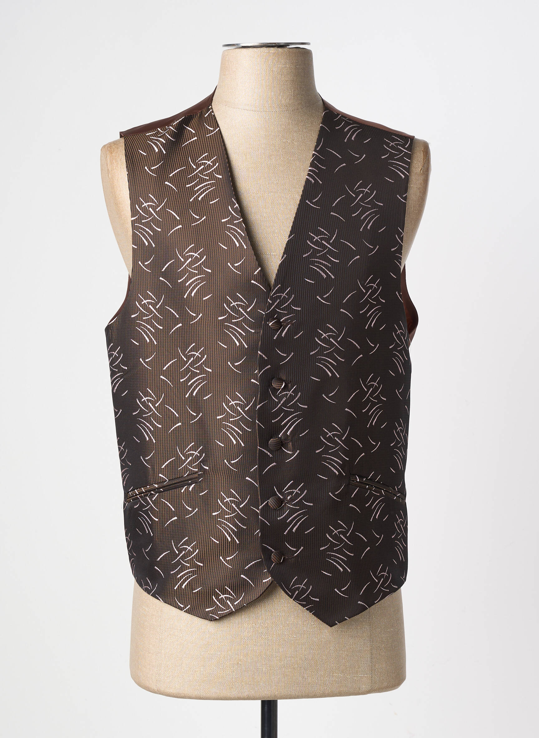 Gilet sans manche effet matière satinée marron GUY LAURENT homme