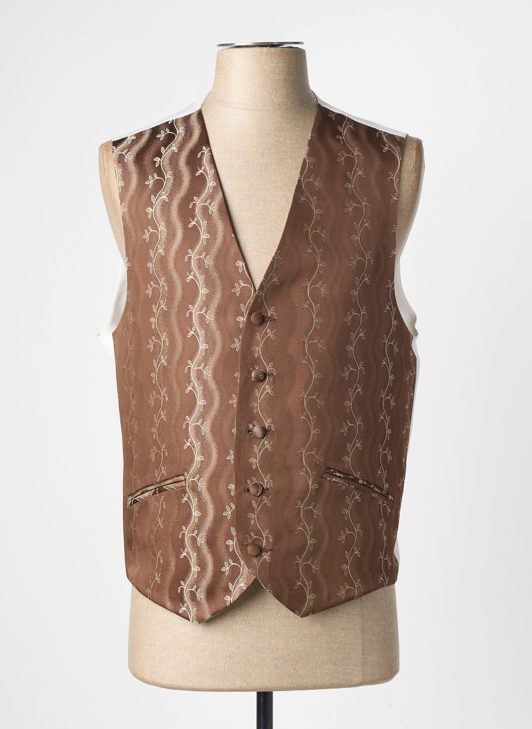 Gilet sans manche effet matière satinée marron GUY LAURENT homme