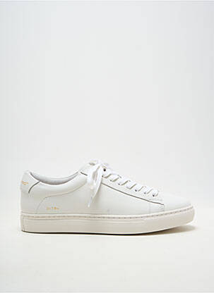 Baskets matière lisse talon plat jusqu'à 3cm blanc CAMILLIANO femme