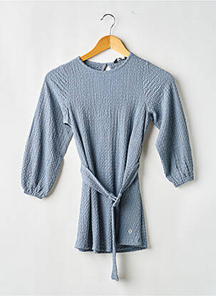 Robe mi-longue col rond manches longues bleu LEVV LABEL fille