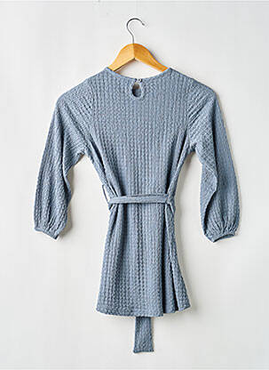 Robe mi-longue col rond manches longues bleu LEVV LABEL fille