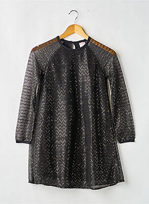 Robe mi-longue col rond manches longues noir BOBOLI fille