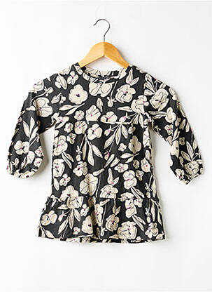 Robe mi-longue col rond manches longues noir LEVV LABEL fille