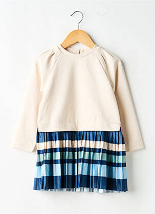 Robe mi-longue col rond manches longues beige MAYORAL fille