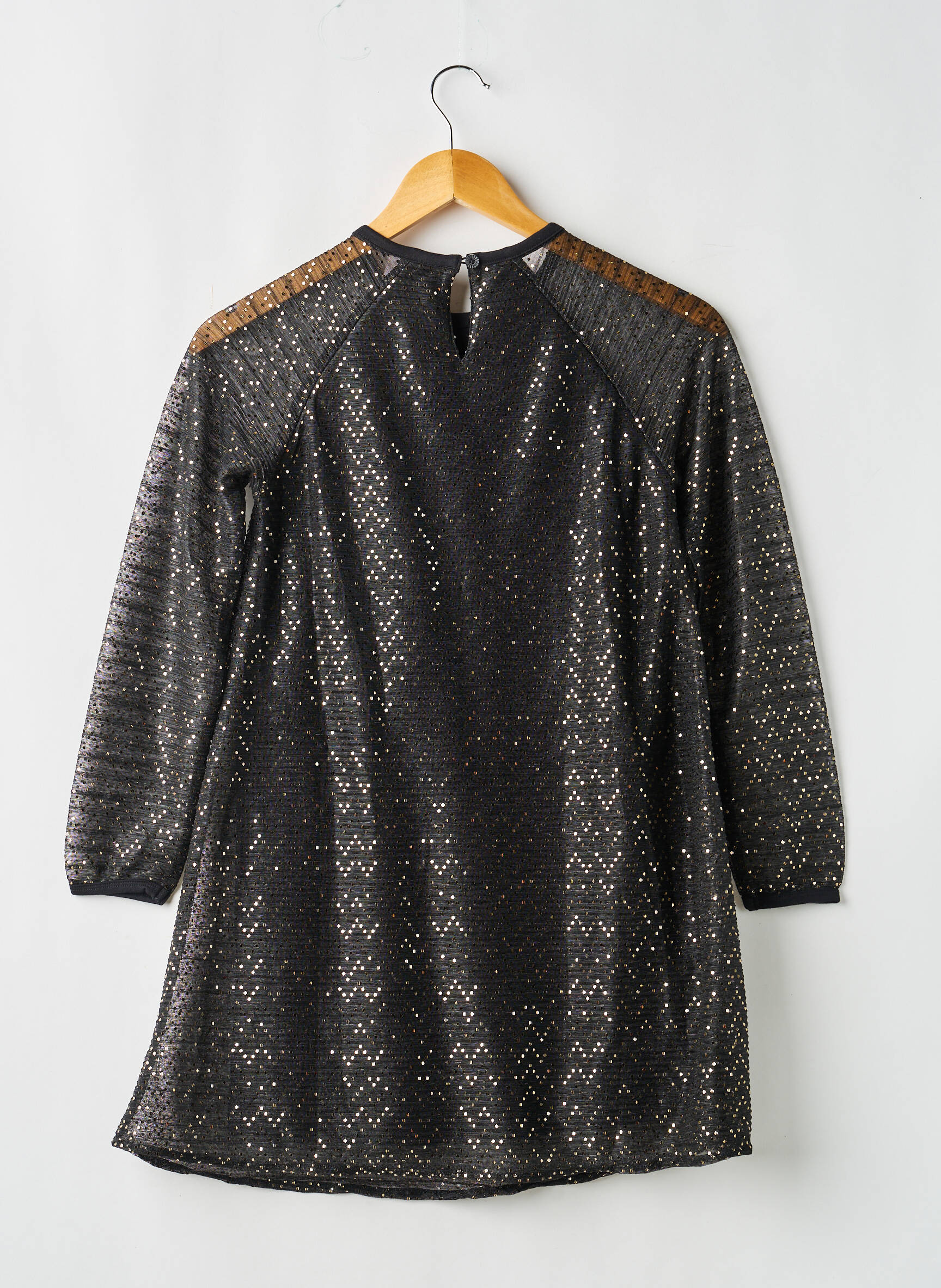 Robe mi-longue col rond manches longues noir BOBOLI fille