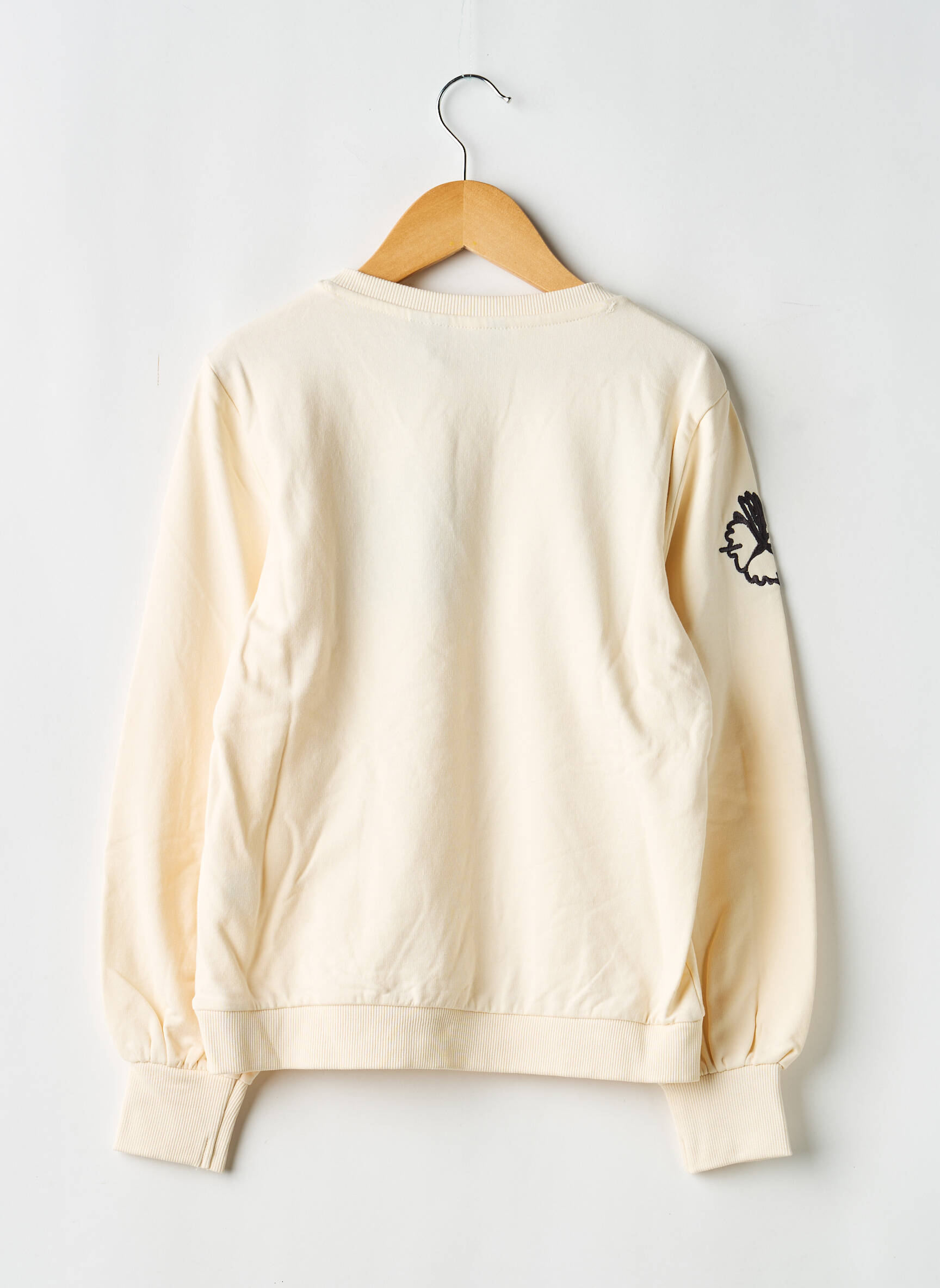 Sweat-shirt broderie manches longues beige LEVV LABEL fille
