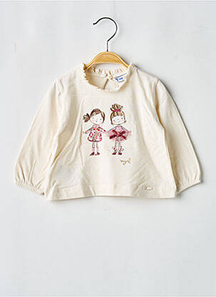 T-shirt fermeture boutonnée au dos manches longues beige MAYORAL fille