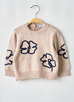 Pull maille fine manches longues marron MAYORAL fille