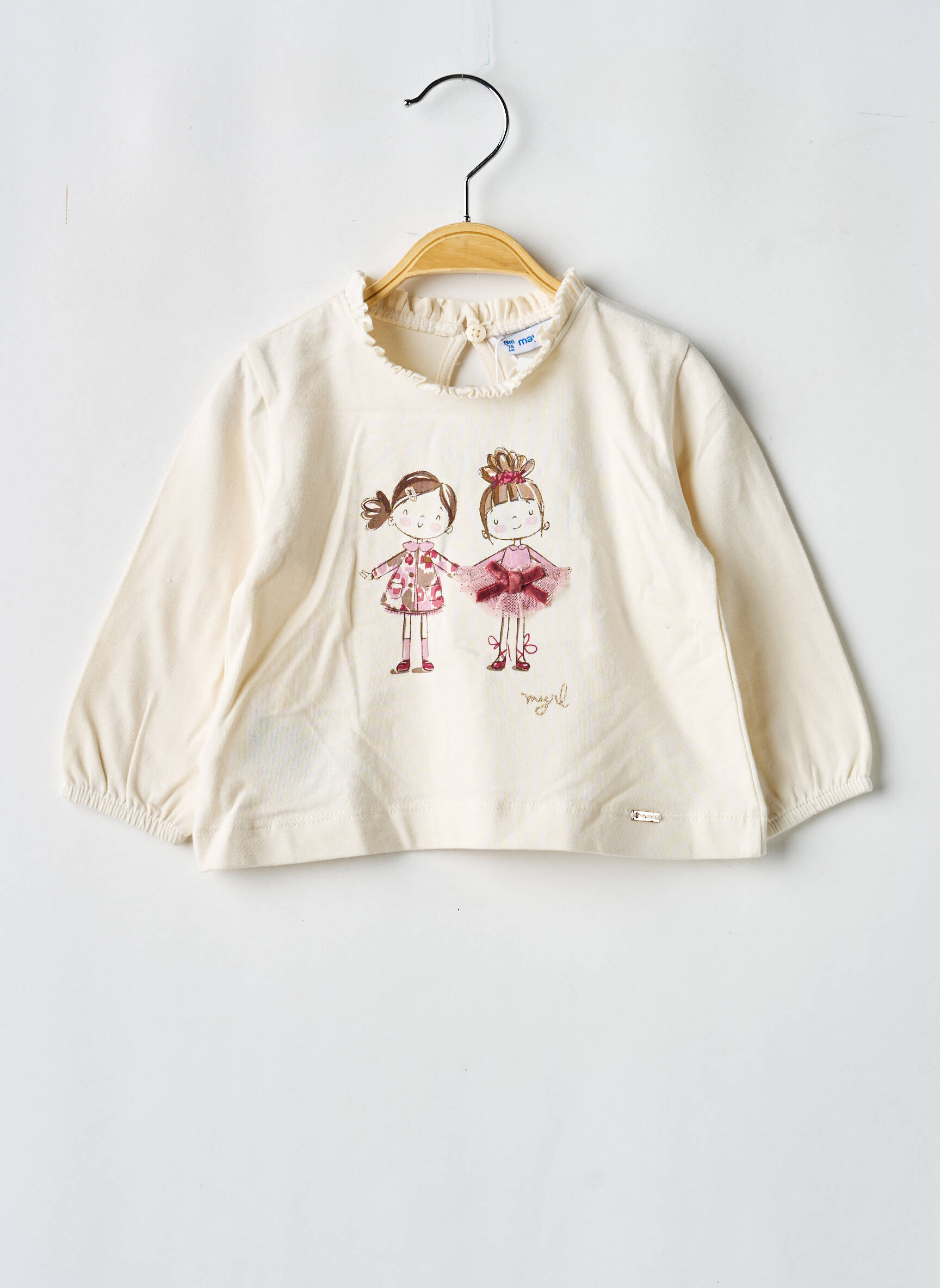 T-shirt fermeture boutonnée au dos manches longues beige MAYORAL fille