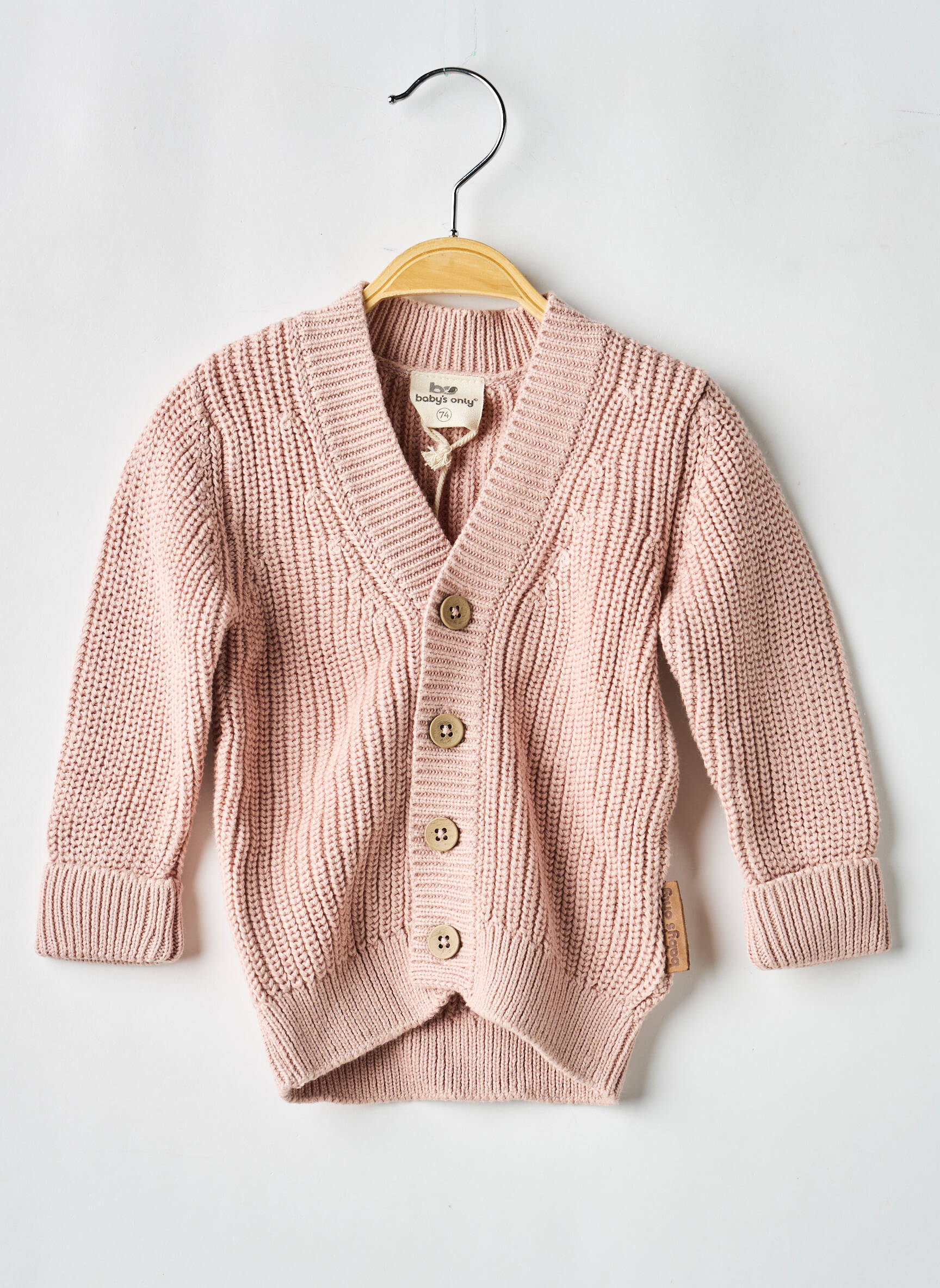 Gilet manches longues col v rose BABY'S ONLY fille