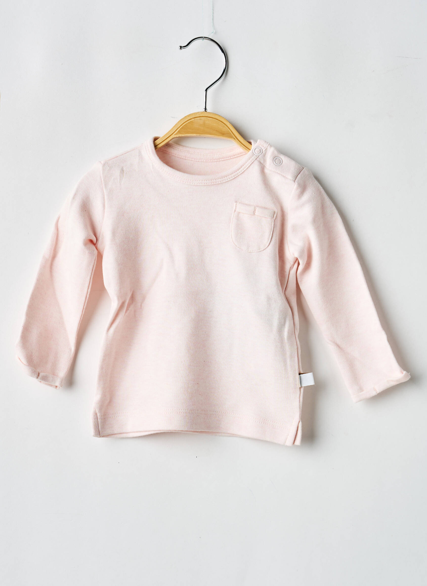T-shirt fermeture boutonnée à l'épaule manches longues rose BABY'S ONLY fille