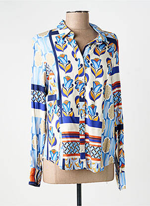 Chemisier coupe cintrée manches longues bleu GREGORY PAT femme