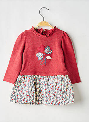 Robe mi-longue fermeture zippée au dos manches longues rouge MAYORAL fille