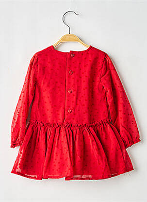 Robe mi-longue fermeture zippée au dos manches longues rouge BOBOLI fille