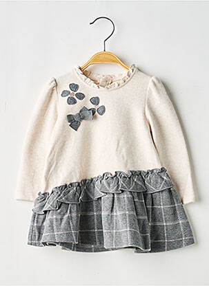 Robe mi-longue fermeture zippée au dos manches longues beige MAYORAL fille