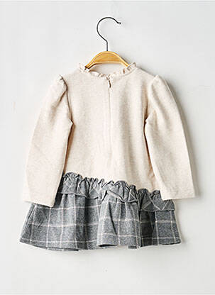 Robe mi-longue fermeture zippée au dos manches longues beige MAYORAL fille