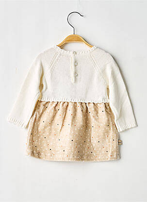Robe mi-longue fermeture boutonnée au dos manches longues beige BOBOLI fille