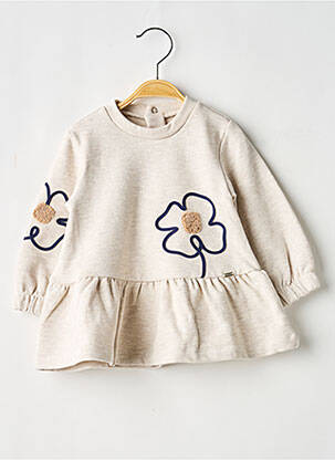 Robe mi-longue fermeture pressionnée manches longues beige MAYORAL fille
