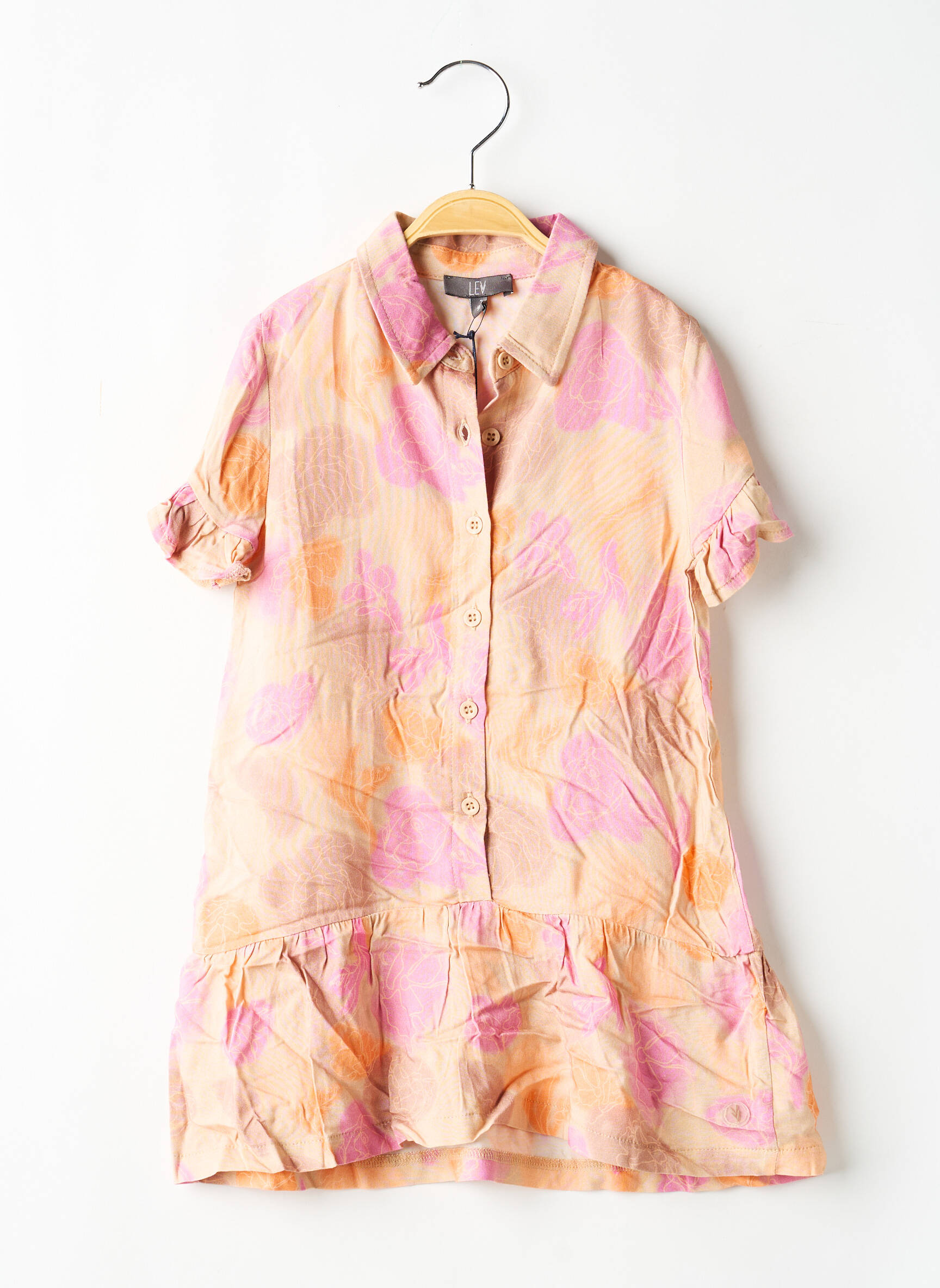 Robe mi-longue manches courtes manches courtes beige LEVV LABEL fille