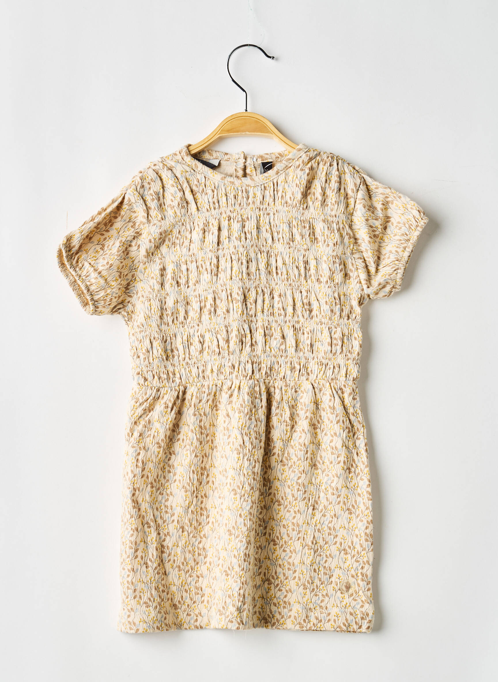 Robe mi-longue manches courtes manches courtes beige LEVV LABEL fille