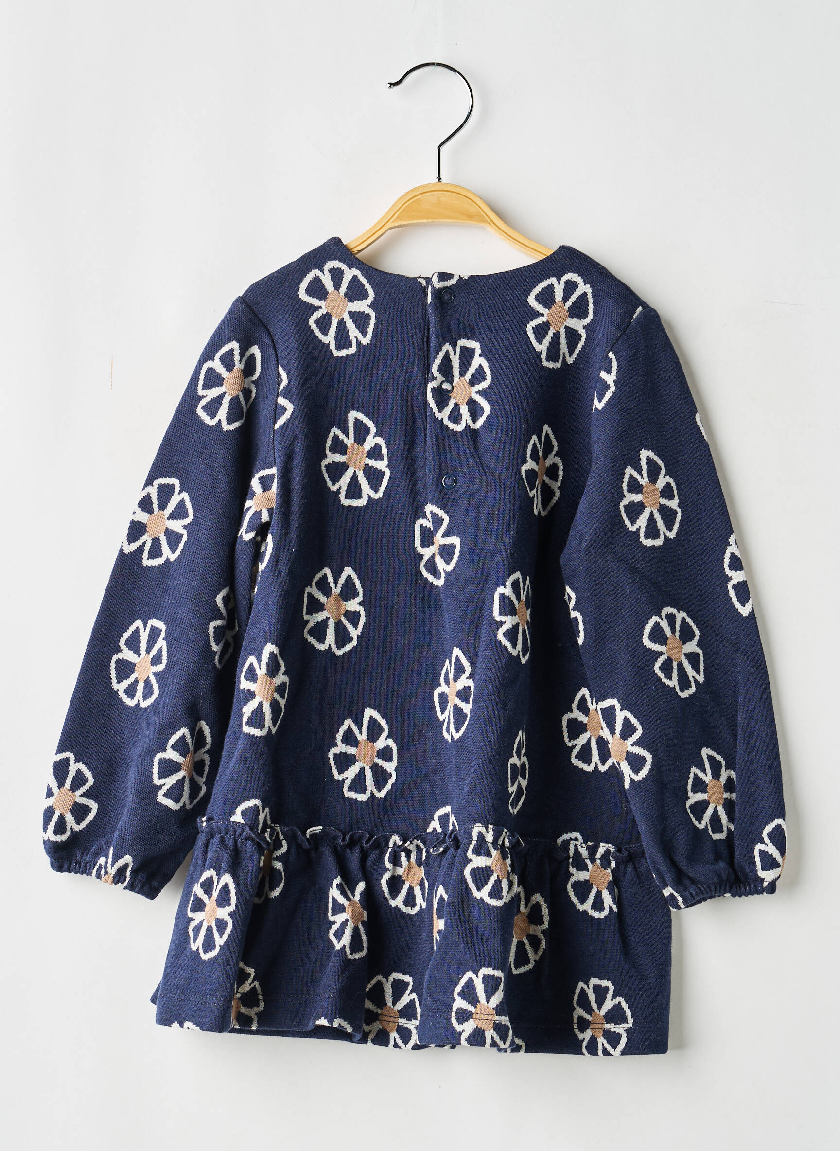 Robe longue col rond manches longues bleu MAYORAL fille