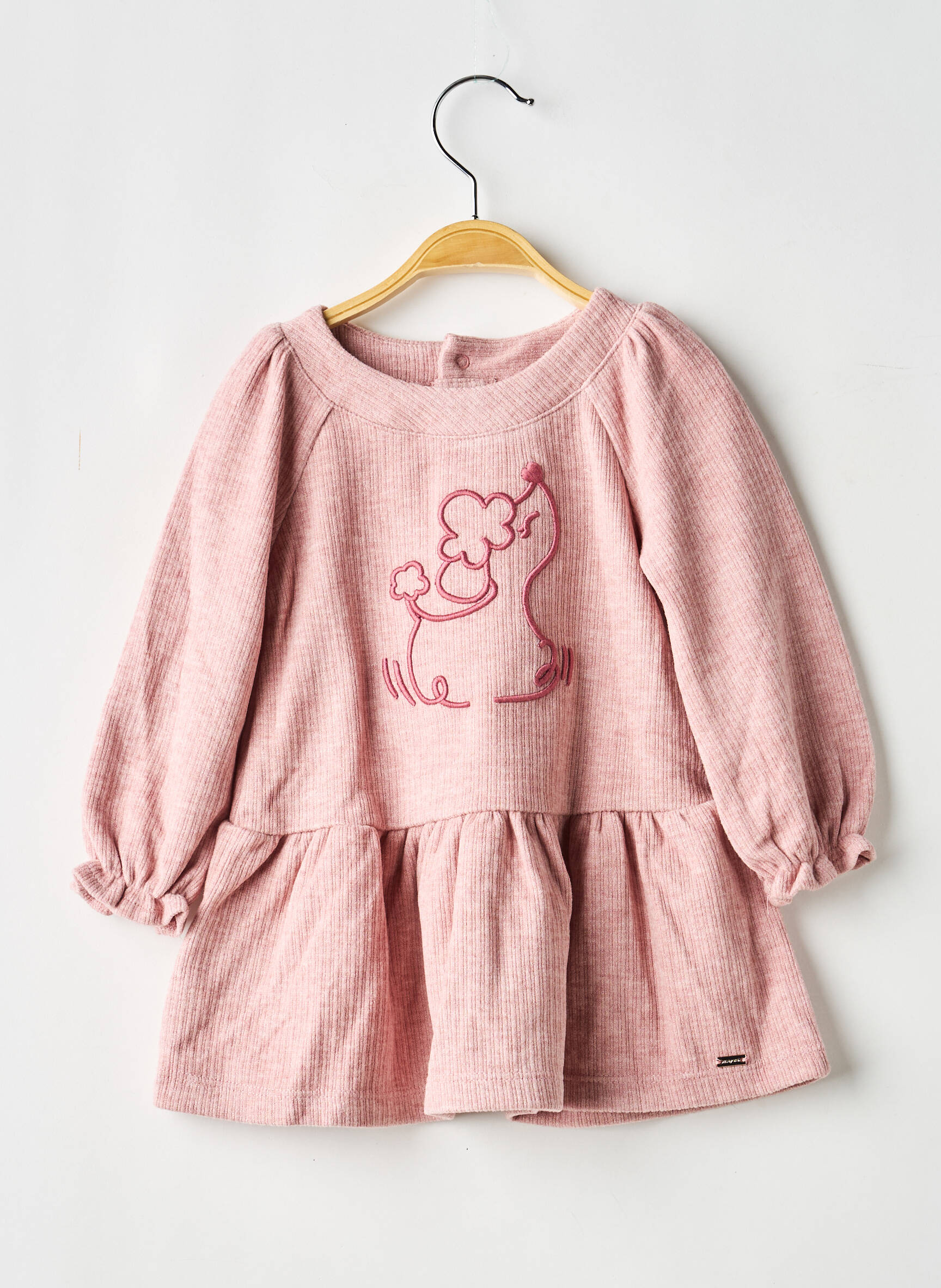 Robe mi-longue fermeture pressionnée manches longues rose MAYORAL fille