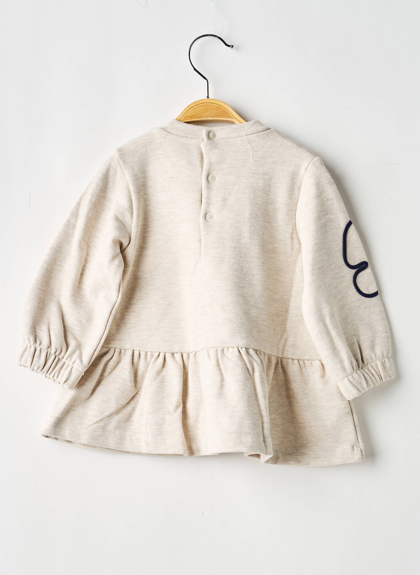 Robe mi-longue fermeture pressionnée manches longues beige MAYORAL fille