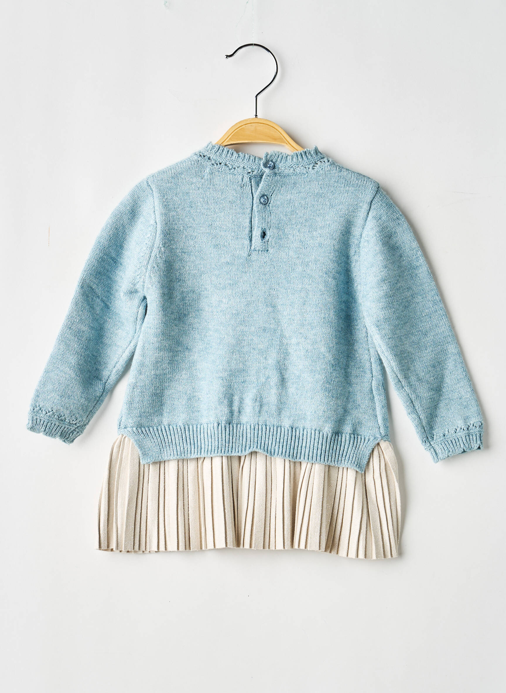 Robe mi-longue col rond manches longues bleu MAYORAL fille