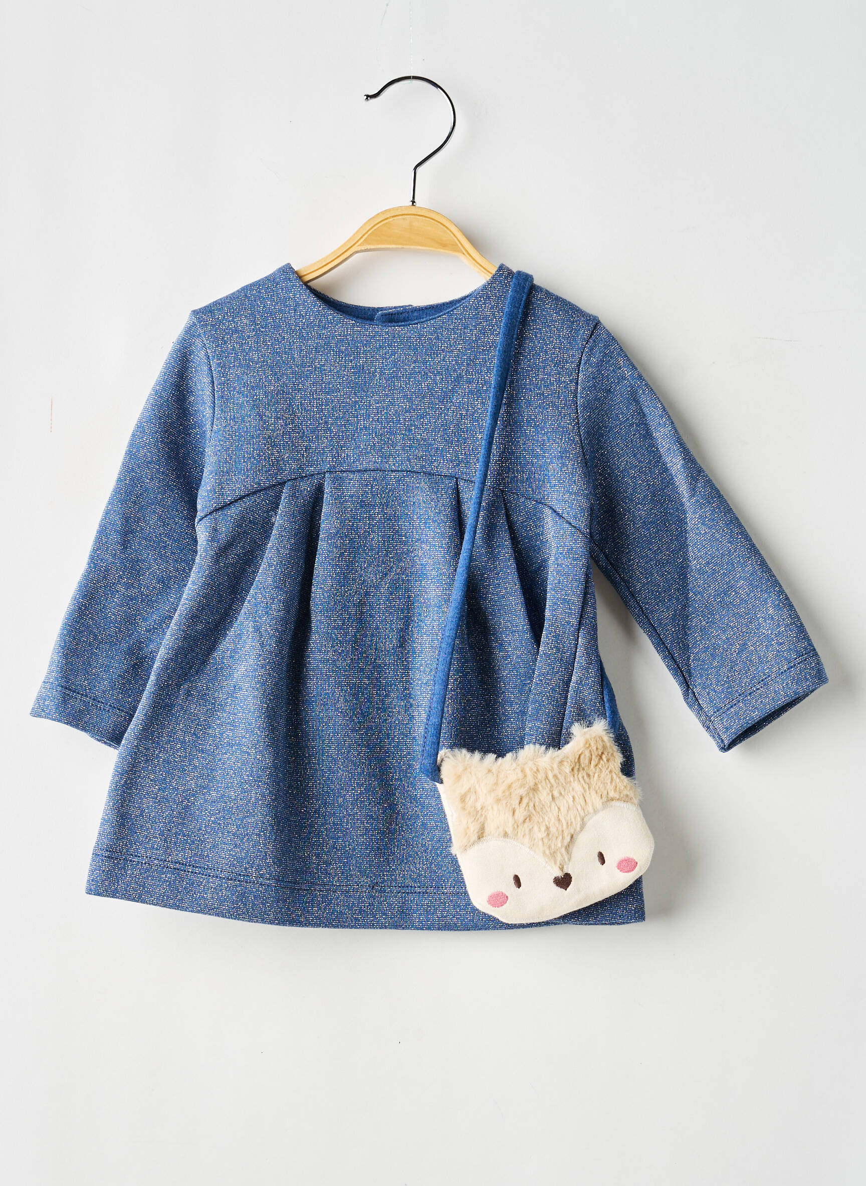 Robe mi-longue fermeture pressionnée manches longues bleu MAYORAL fille