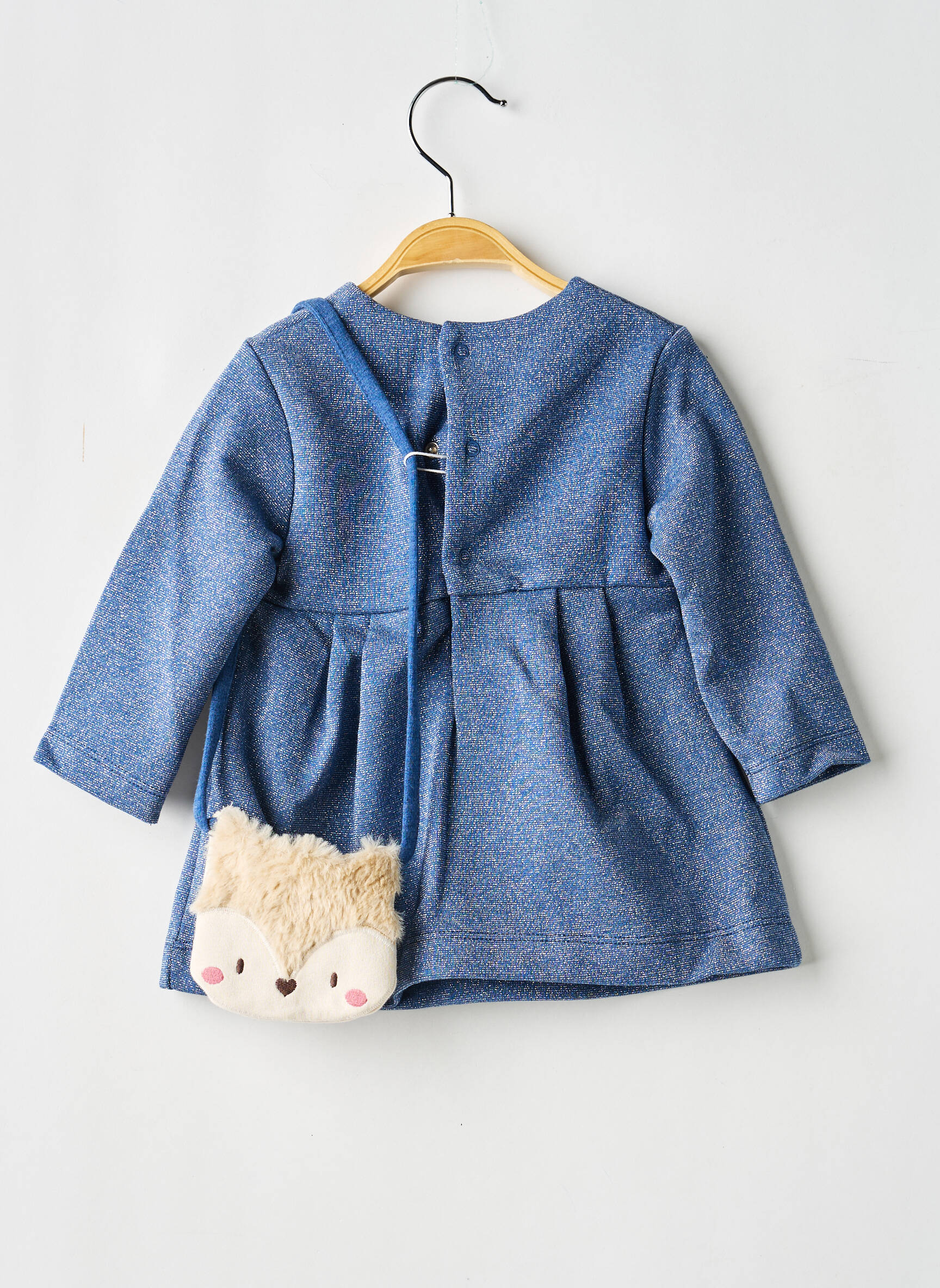 Robe mi-longue fermeture pressionnée manches longues bleu MAYORAL fille