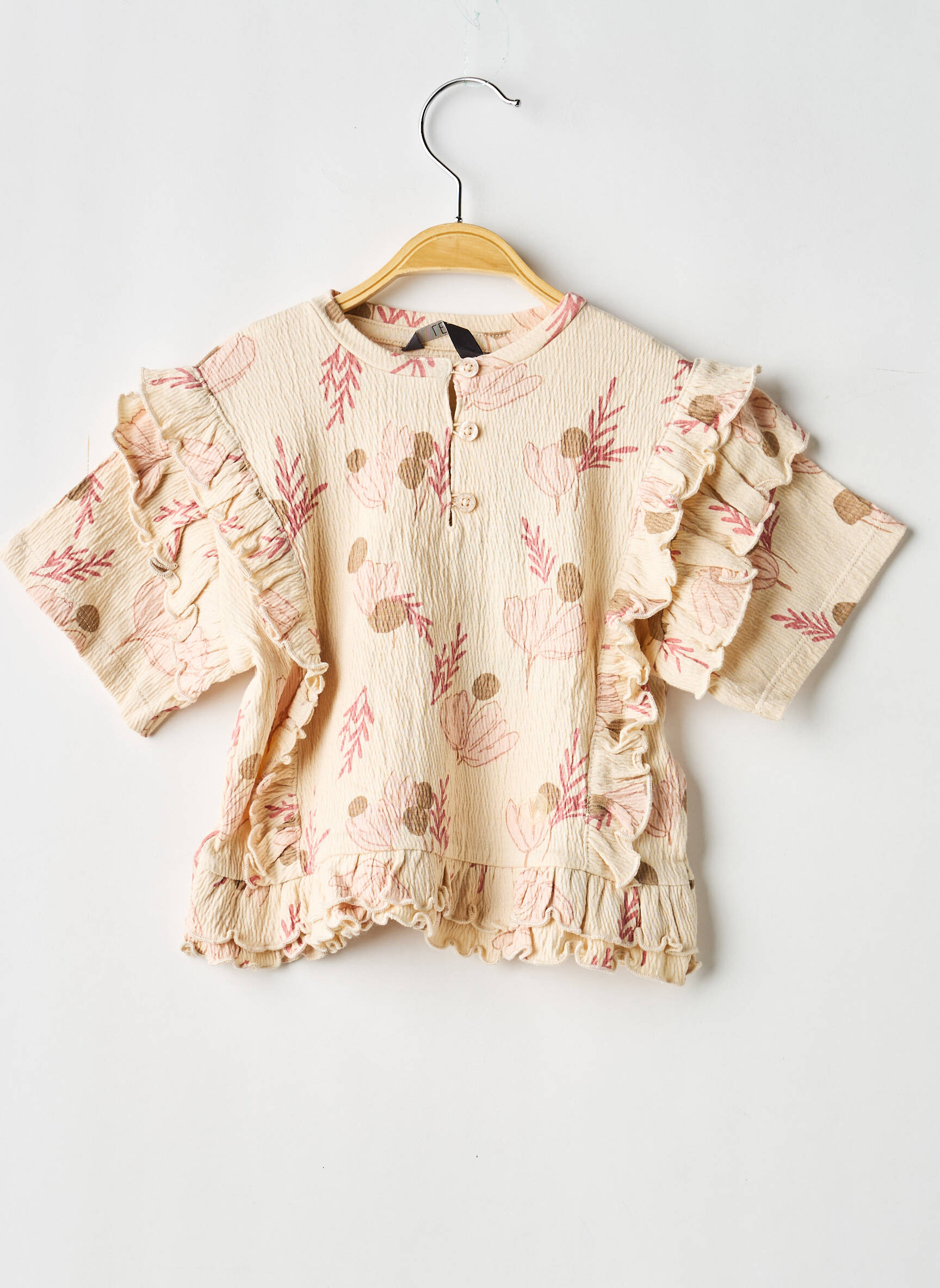 Blouse manches courtes manches courtes beige LEVV LABEL fille