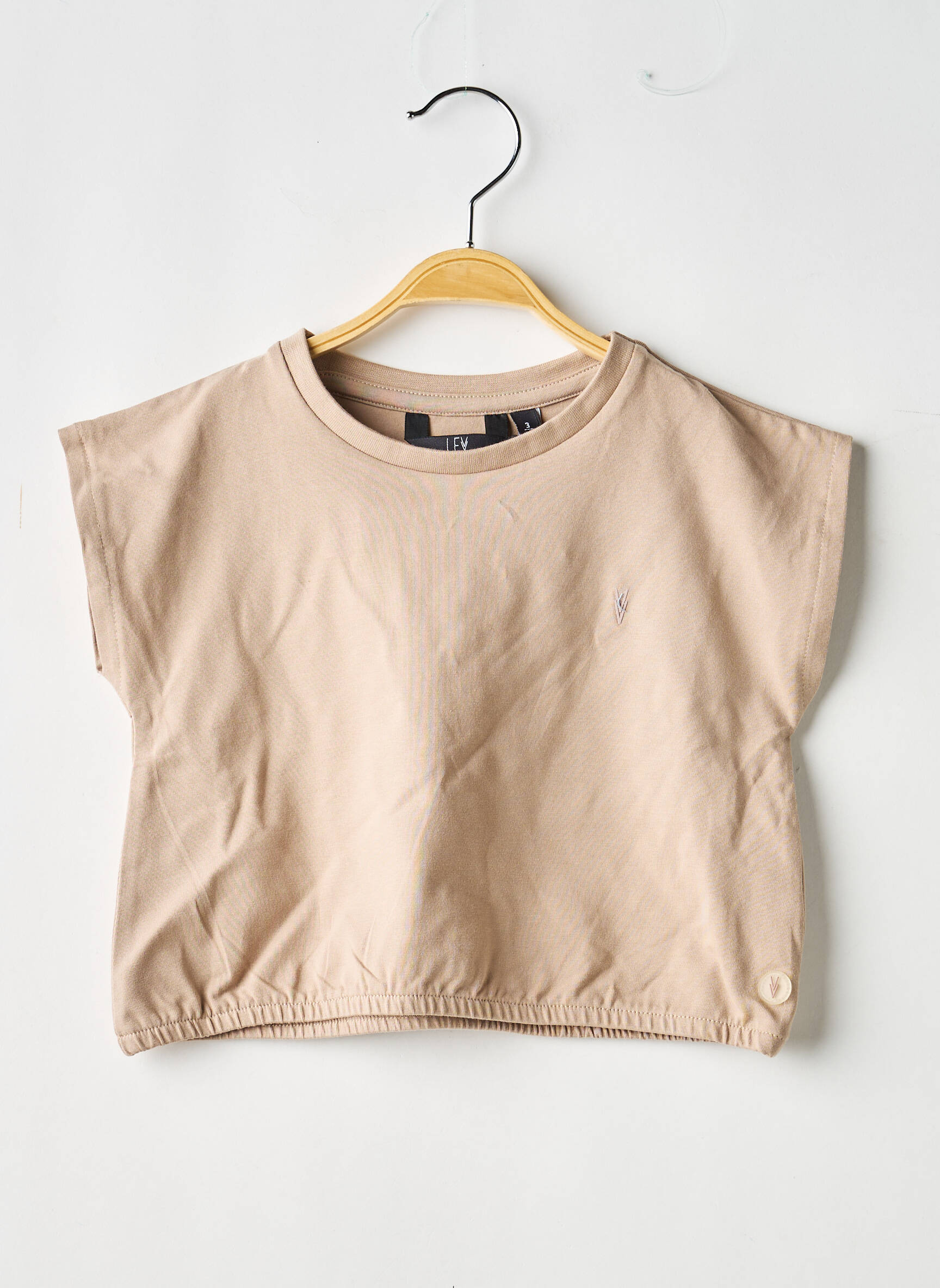 T-shirt stretch manches courtes beige LEVV LABEL fille