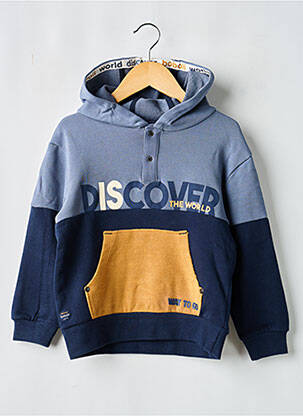 Sweat-shirt à capuche poches manches longues bleu BOBOLI garçon