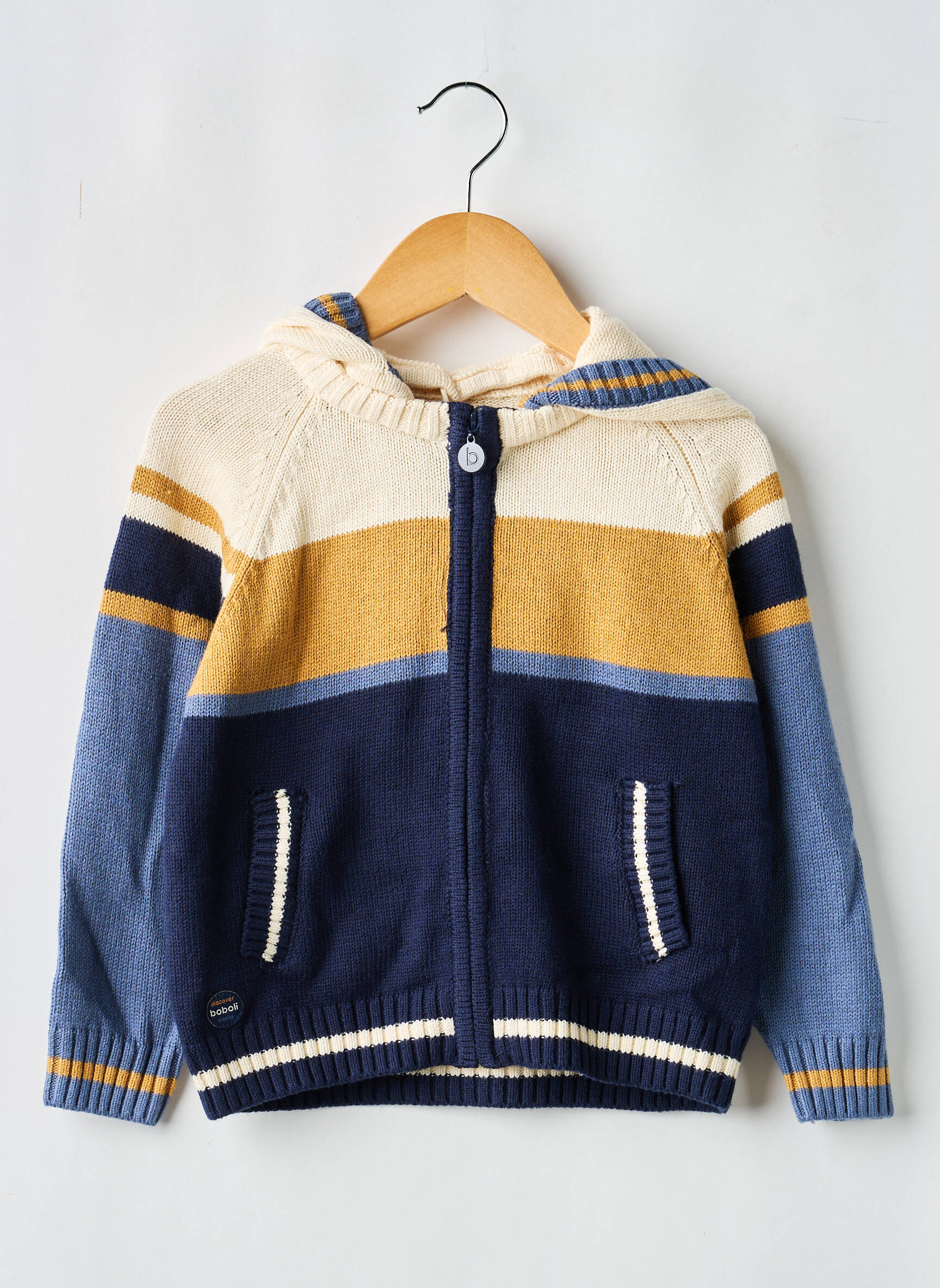 Gilet manches longues fermeture zippée sur le devant bleu BOBOLI garçon