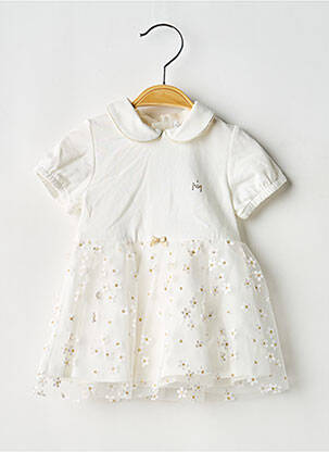 Robe mi-longue col claudine manches courtes blanc GYMP fille